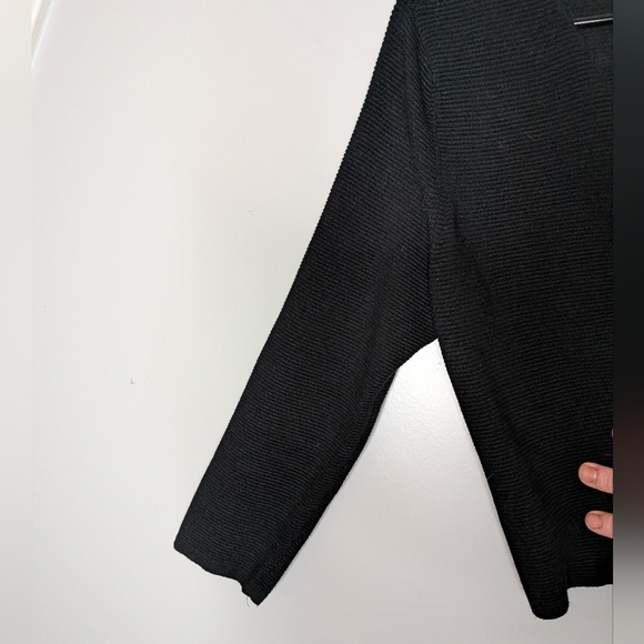 Charter Club Cardigan Sweater Black TexturedOpen Front Cropped Size M - Picture 6 of 16